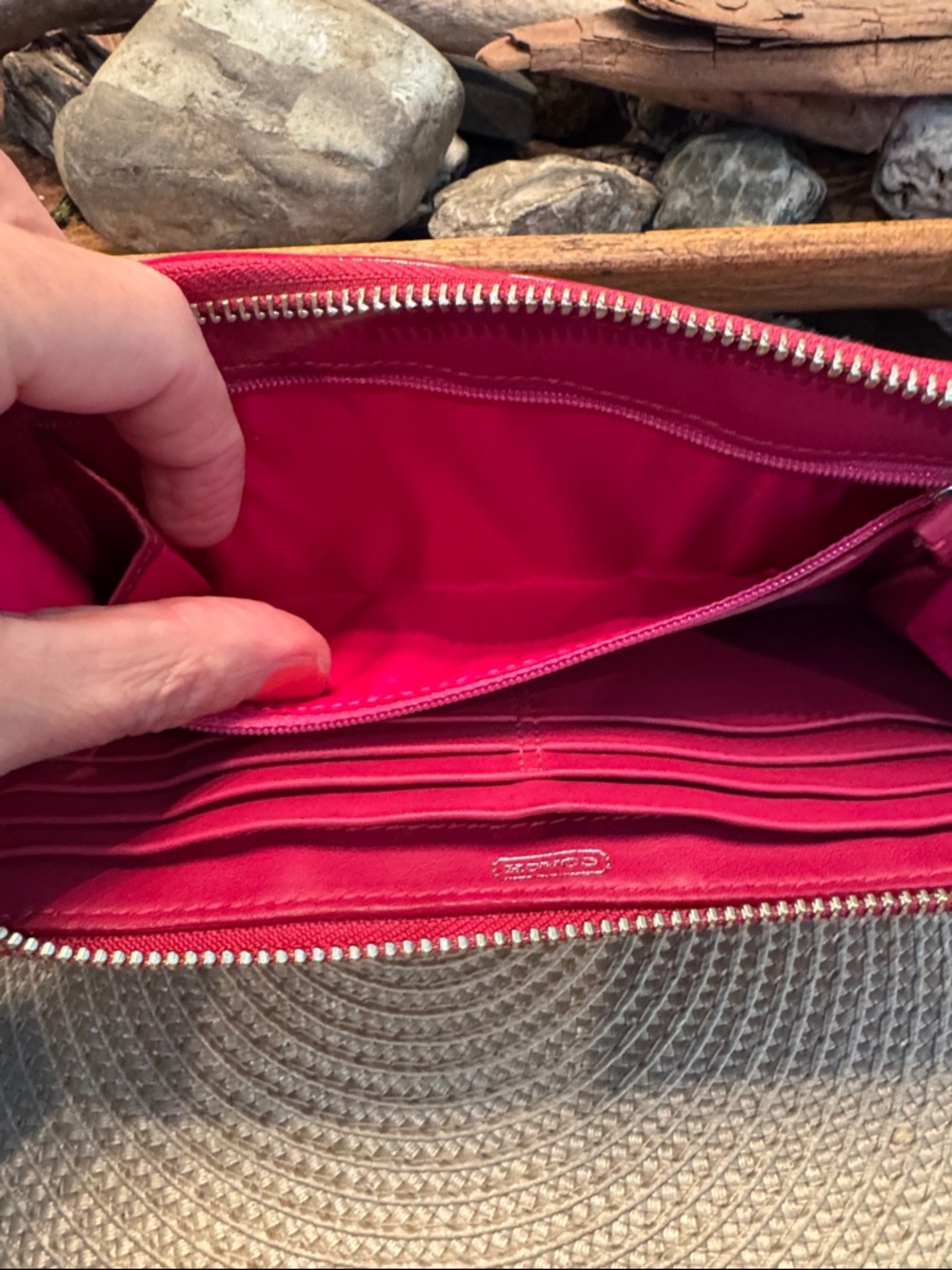 Coach Poppy project Red & Pink Signature Zip Wristlet Wallet - Picture 5 of 5